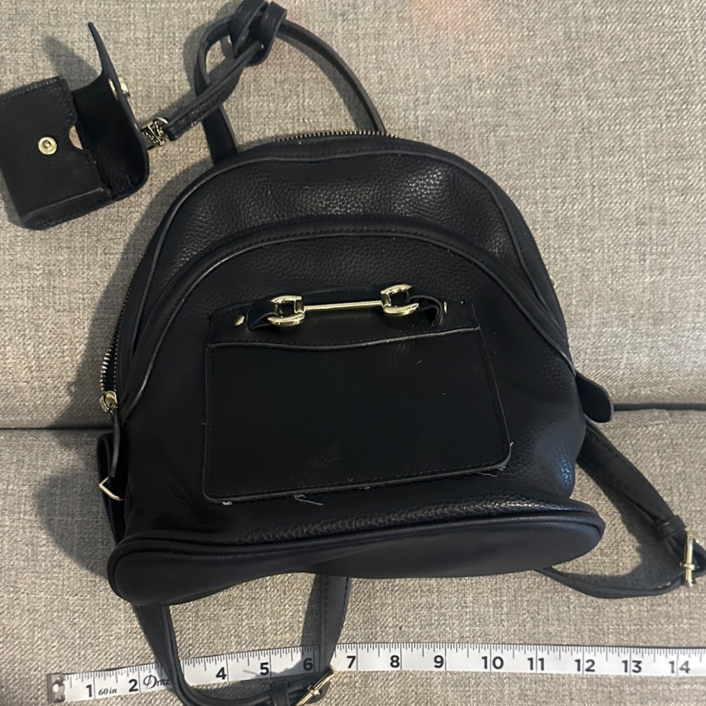 Steve Madden Black Backpack with Gold Details